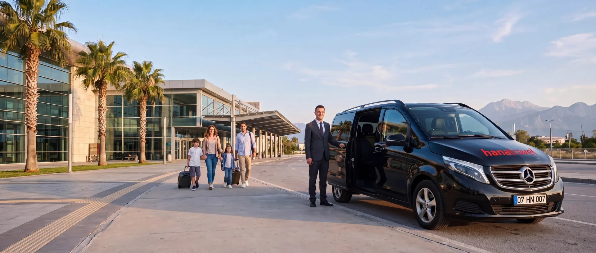 Flughafentransfer Antalya — Empfang vor dem Terminal am Flughafen AYT